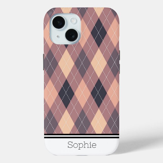 Peach Argyle Custom Samsung Case-Mate iPhone Case (Back)