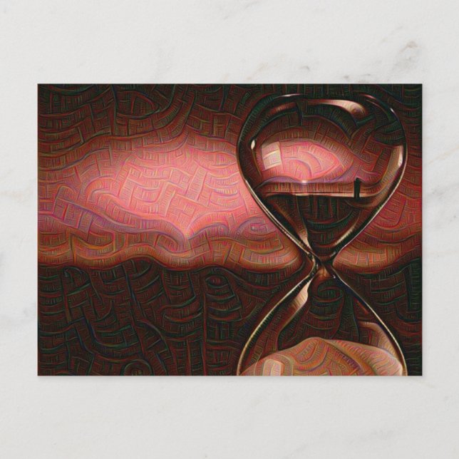 Peach Artistic Sunrise With Hourglass Postcard (Front)
