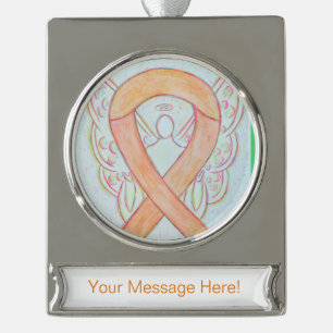 Peach Awareness Ribbon Angel Art Custom Ornament
