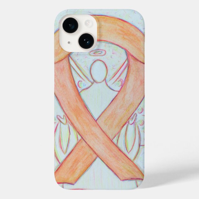 Peach Awareness Ribbon Angel Custom iPhone Case (Back)