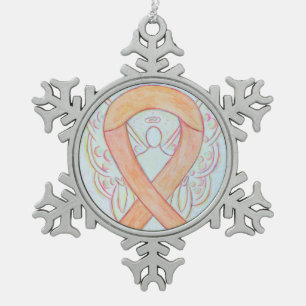 Peach Awareness Ribbon Angel Customised Ornament