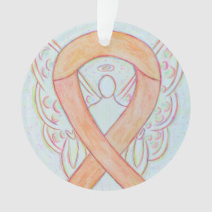 Peach Awareness Ribbon Angel Customised Ornaments