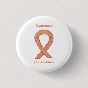 Peach Awareness Ribbon Art Custom Pin
