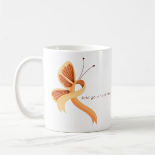Peach Awareness Ribbon Butterfly Coffee Mug