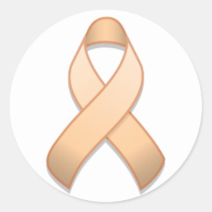 Peach Awareness Ribbon Round Sticker