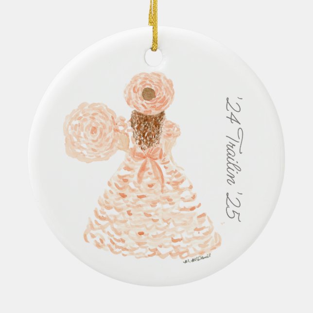 Peach Azalea Trail Maid Ceramic Tree Decoration (Back)