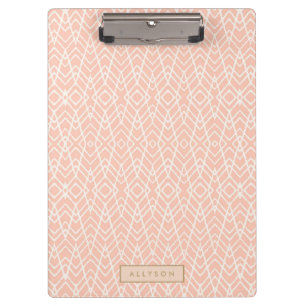 Peach Aztec Tribal Personalised School Office Clipboard