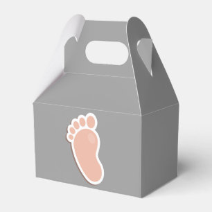 Peach Baby Footprint Baby Shower Favour Box