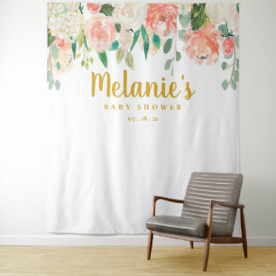 Peach Baby Shower Backdrop, Photo Booth Prop Tapestry