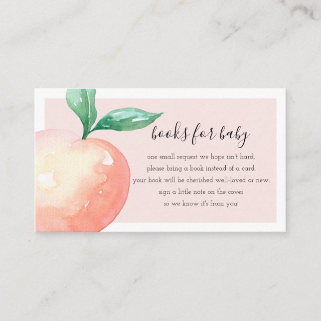 Peach Baby Shower Book Request Enclosure Card (Front)
