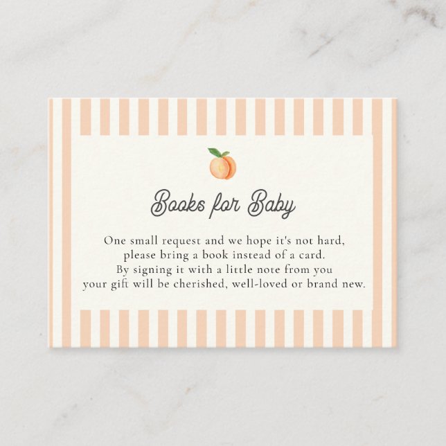 Peach Baby Shower Books for Baby Enclosure Card (Front)