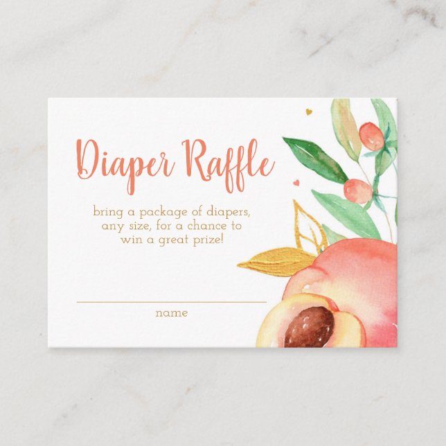 Peach Baby Shower Diaper Raffle Enclosure Card (Front)