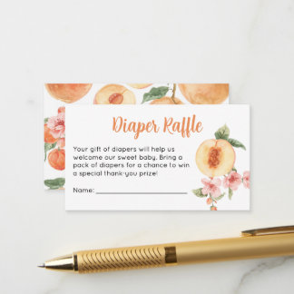 Peach Baby Shower Diaper Raffle Ticket Enclosure Card