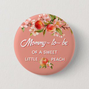 Peach Baby Shower Family Mum 6 Cm Round Badge