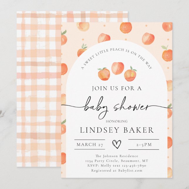 Peach Baby Shower Invitation | Peach Baby (Front/Back)
