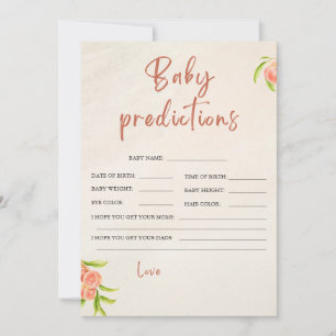 Peach Baby Shower Predictions Card