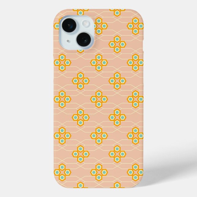 Peach background hexagonal floral pattern  Case-Mate iPhone case (Back)
