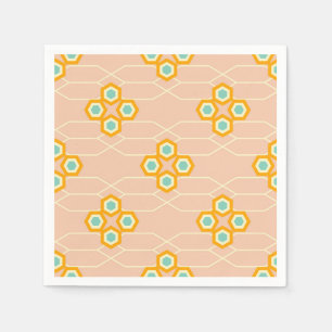 Peach background hexagonal floral pattern  napkin