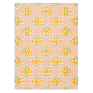 Peach background hexagonal floral pattern tablecloth