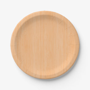 Peach Bamboo Wood Grain Look Paper Plate