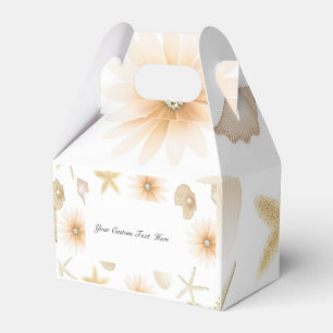 Peach Beach Seashells & Flowers Modern Wedding Favour Box