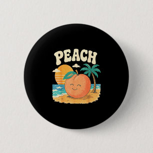 Peach beach summer retro cute fruit sunset design 6 cm round badge