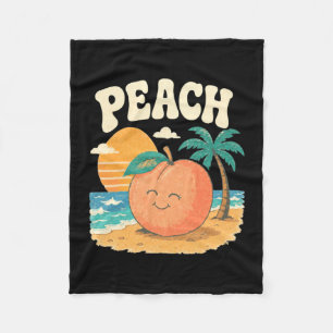 Peach beach summer retro cute fruit sunset design fleece blanket