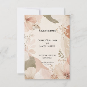Peach Beige Botanical Wedding Save The Date