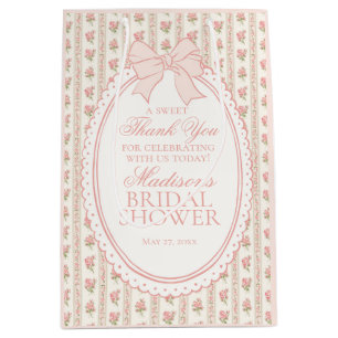 Peach & Beige Fancy Floral Bridal Shower Favor Medium Gift Bag