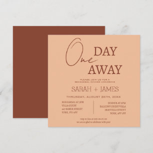 Peach Beige Modern One Day Away Rehearsal Dinner  Invitation