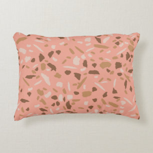 Peach Beige Tan Brown Terrazzo Marble Pattern  Decorative Cushion