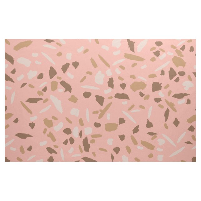 Peach, Beige, Tan Brown Terrazzo Marble Pattern Fabric (Yard)