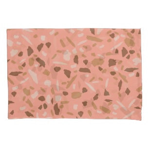 Peach Beige Tan Brown Terrazzo Marble Pattern Pillowcase