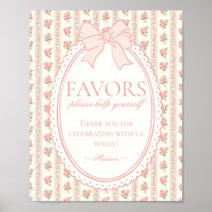 Peach & Beige Vintage Fancy Floral Favours Sign