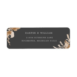 Peach beige watercolor floral return address label