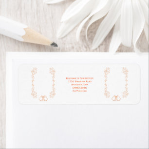 Peach Bells Scrollwork Wedding Return Address