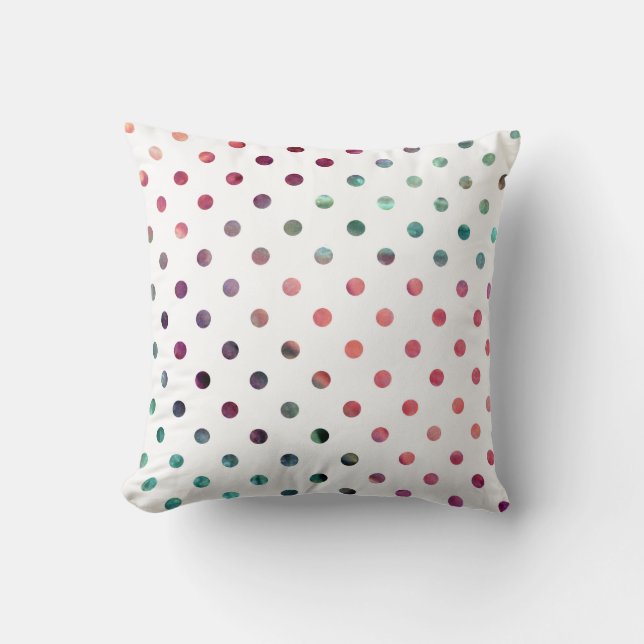 Peach Berry Teal Polka Dots Cushion (Front)