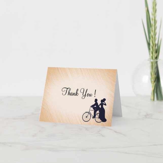 Peach Bicycle Wedding Thank You Blank Inside Card (Front)