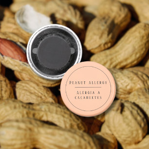 Peach Bilingual Peanut Allergy Alert Magnet