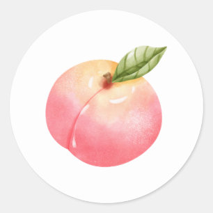 Peach Birthday Classic Round Sticker