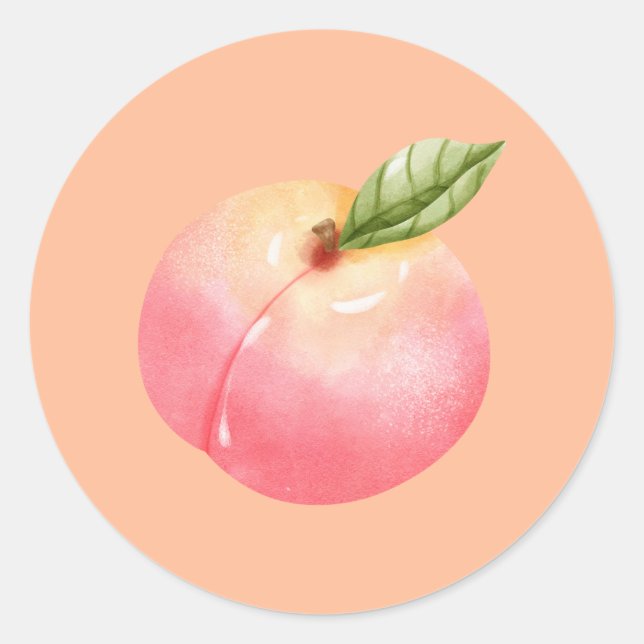 Peach Birthday Classic Round Sticker (Front)