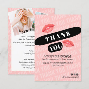 Peach Black Brushstroke Kiss Photo Order Thank You