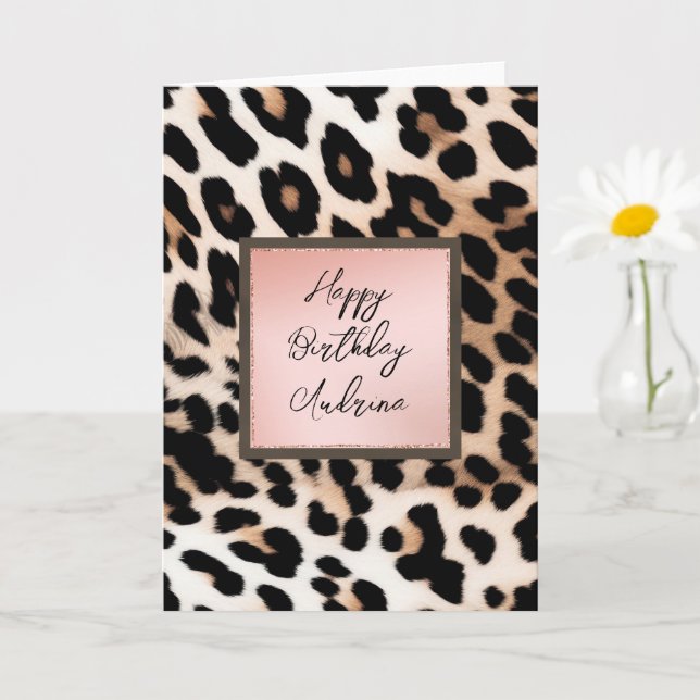 Peach Black Cream Leopard  Card (Small Plant)