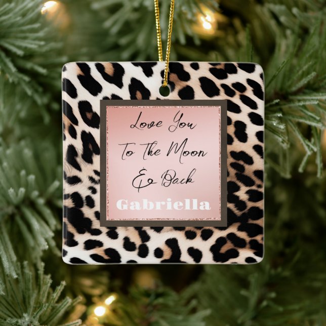 Peach Black Cream Leopard  Ceramic Ornament (Tree)