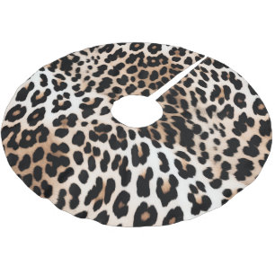 Peach Black Cream Leopard Christmas Brushed Polyester Tree Skirt
