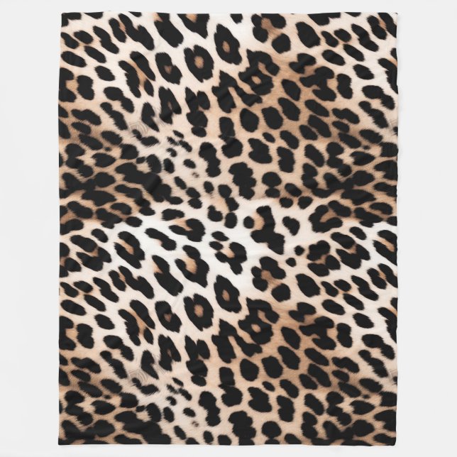 Peach Black Cream Leopard  Fleece Blanket (Front)