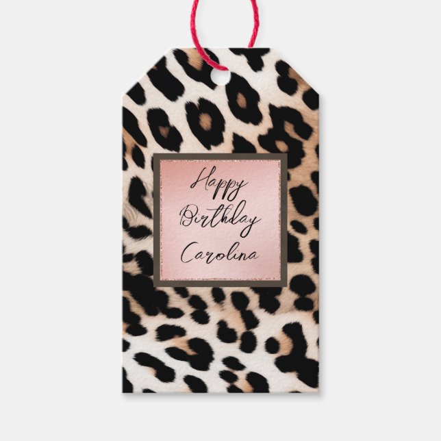 Peach Black Cream Leopard  Gift Tags (Front)