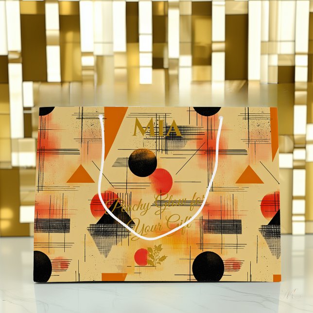 Peach & Black Geometric Contemporary Gift Bag (Creator Uploaded)
