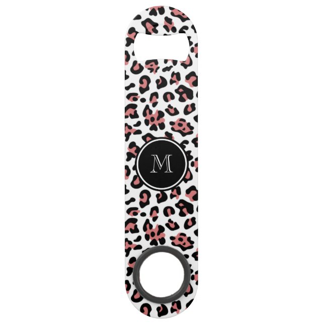 Peach Black Leopard Animal Print with Monogram (Front)