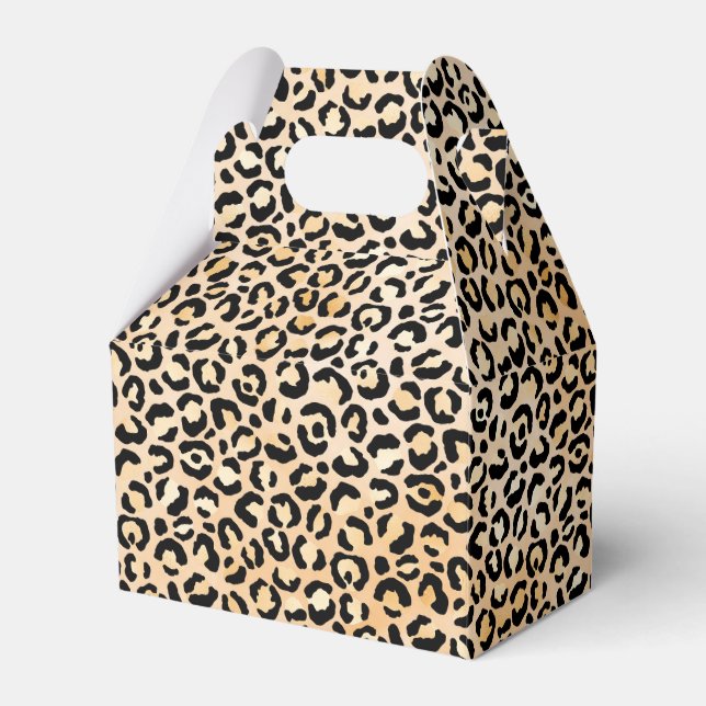 Peach Black Leopard Print         Favour Box (Front Side)